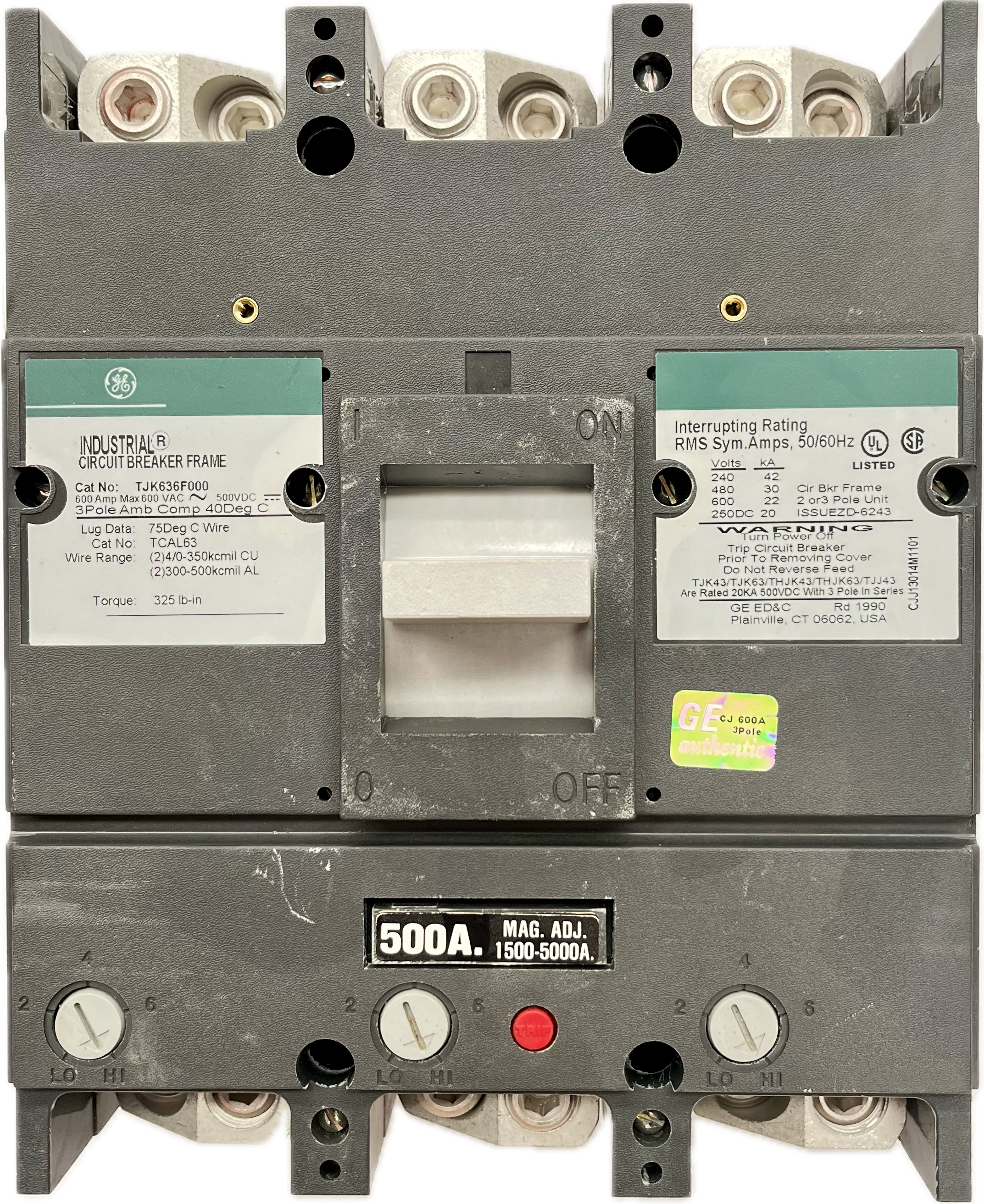 Featured image for “TJK636500WL Interruptor 3P 500A 600V GE”