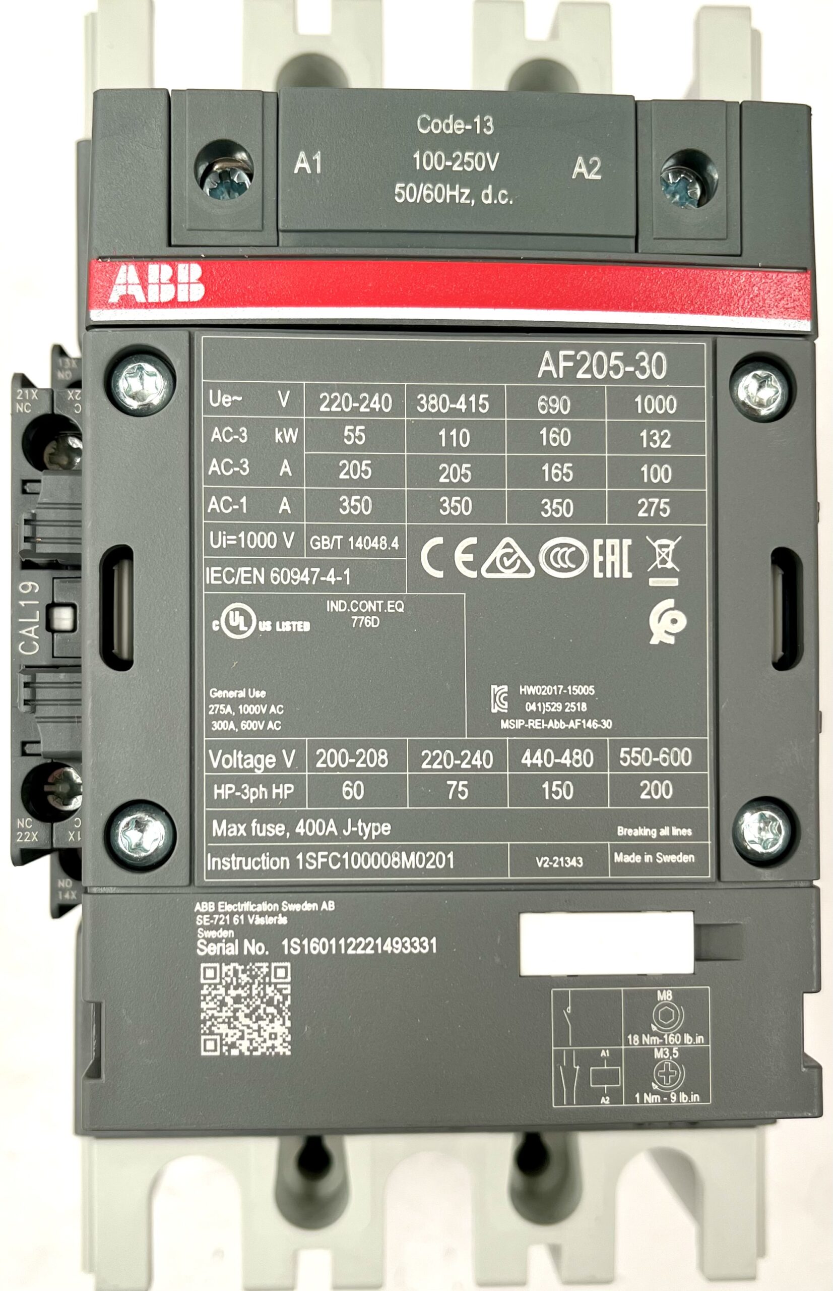 Featured image for “Contactor AF205-30-11-13 100-250V60Hz/DC”