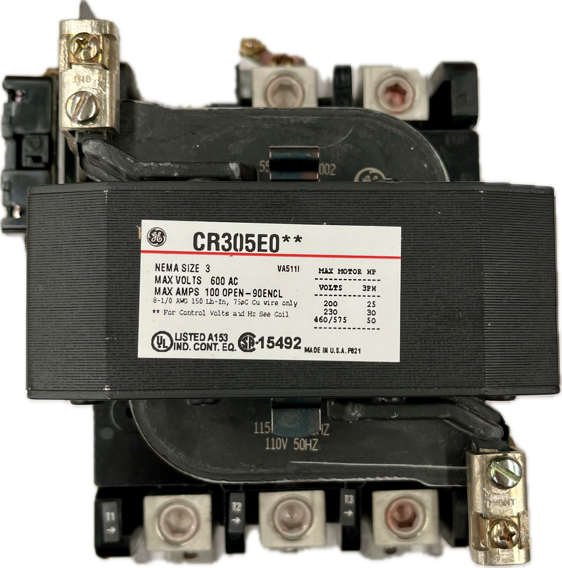 Featured image for “CR305E002 Contactor T-3 Bobina 110V GE”