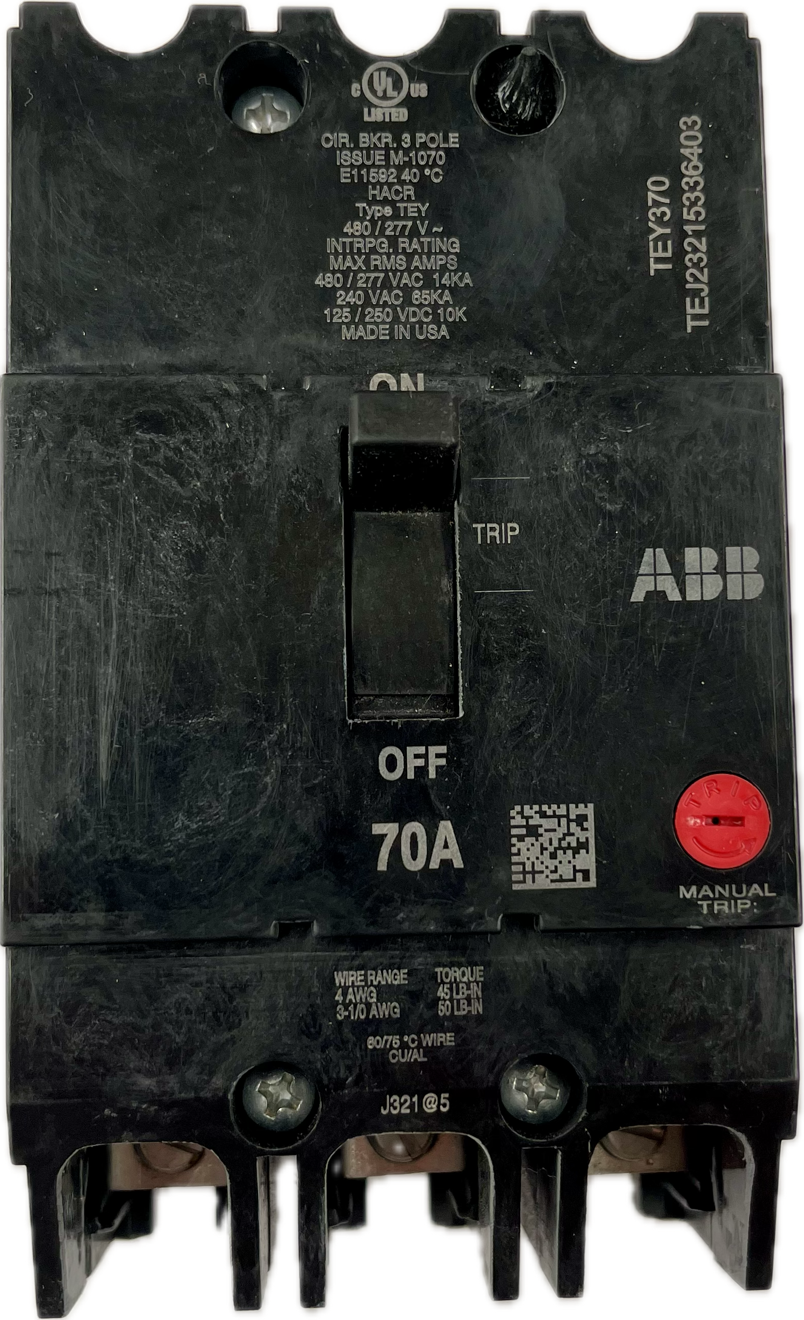 Featured image for “TEY 370 Interruptor Atornillable 3P 70A MARCA GENERAL ELECTRIC”